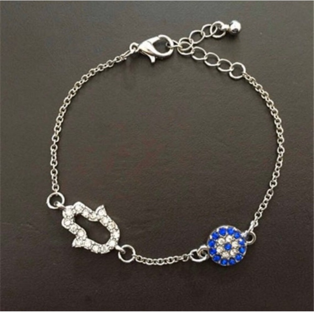 Hamsa, Evil eye, gold bracelet, silver bracelet